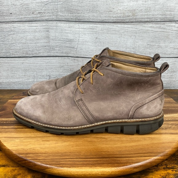 Ecco Men’s Jeremy Hybrid Chukka Boots Brown Nubuck Leather Shoe Size 12 EU 46